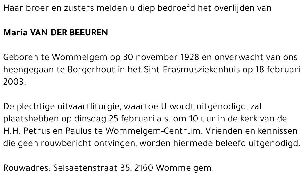 Maria Van Der Beeuren