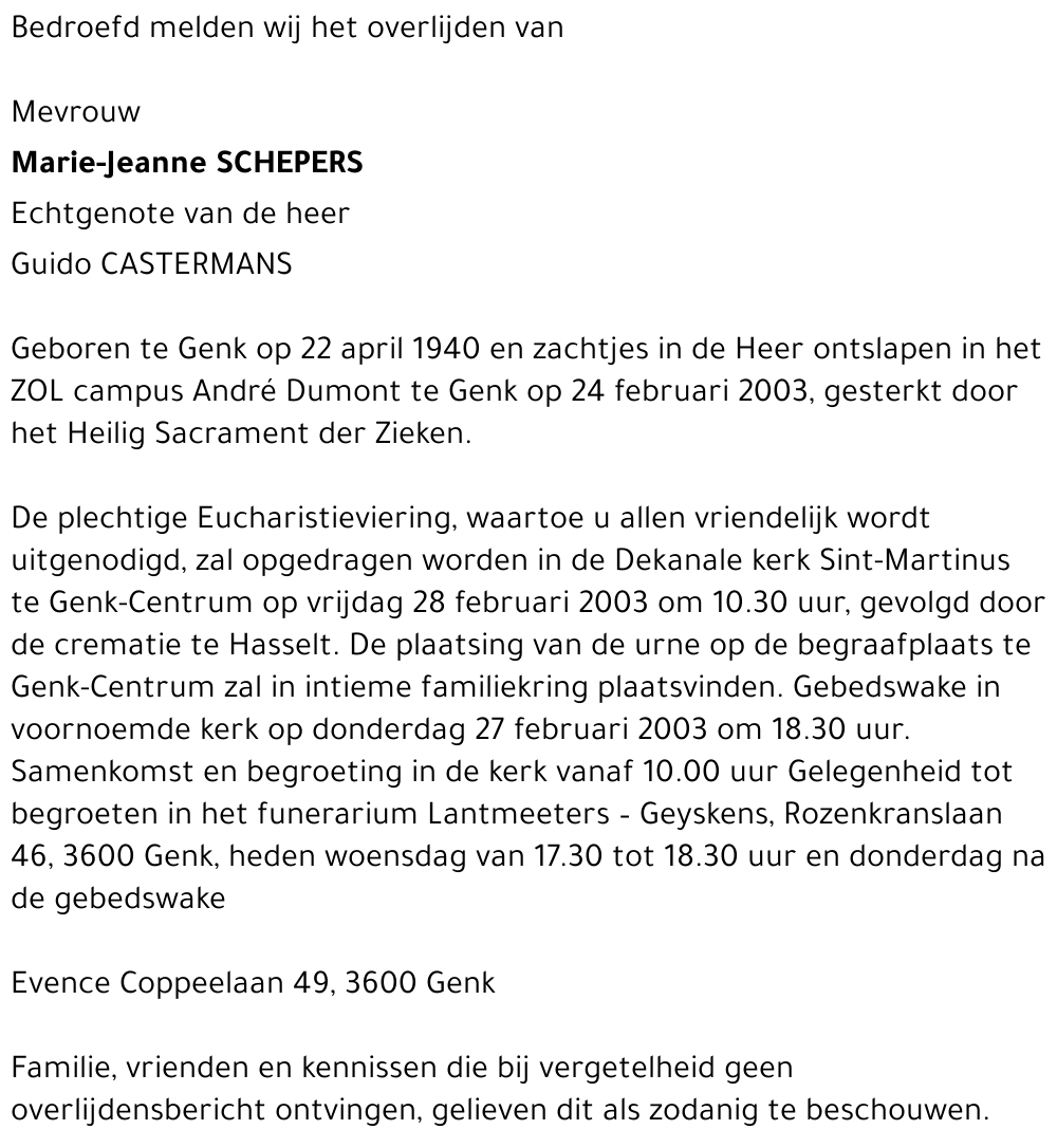 Marie-Jeanne SCHEPERS