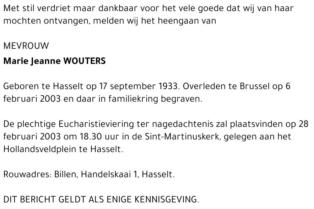 Marie Jeanne Wouters