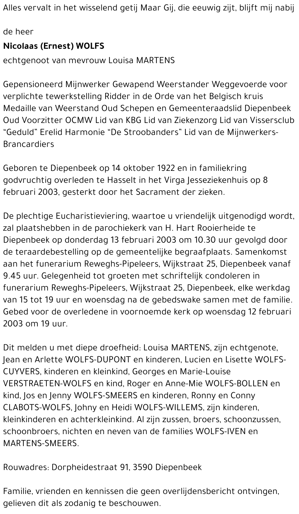 Nicolaas (Ernest) WOLFS