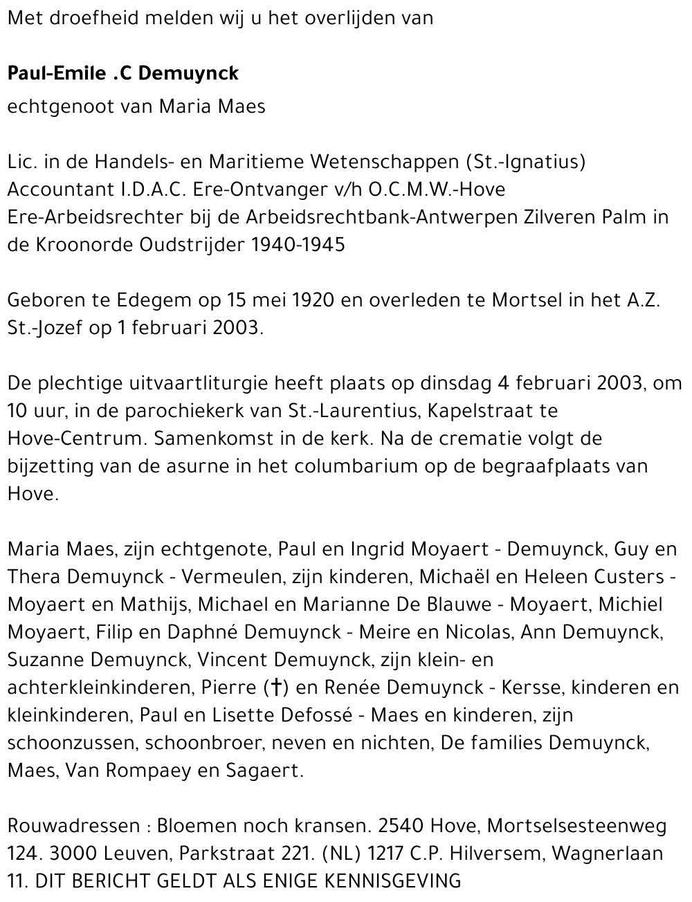 paul-emile .C Demuynck