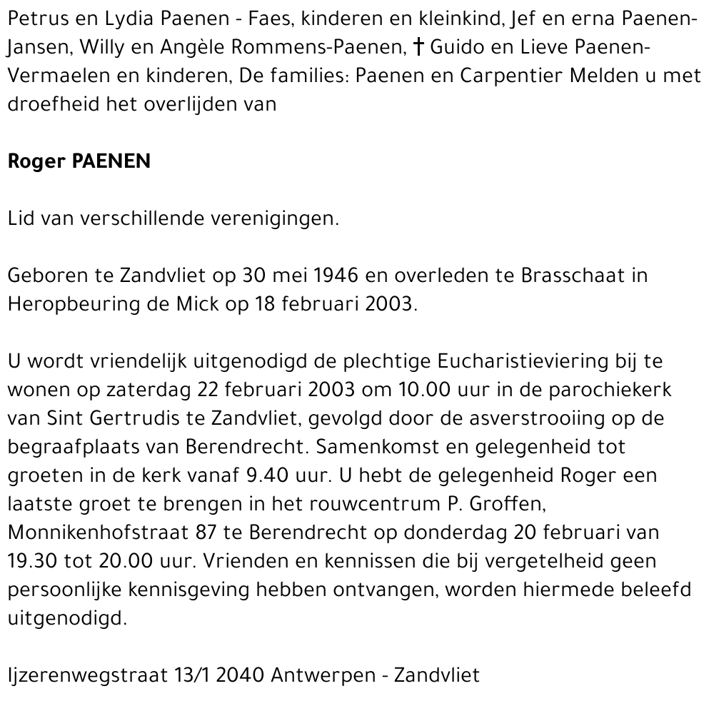ROGER PAENEN