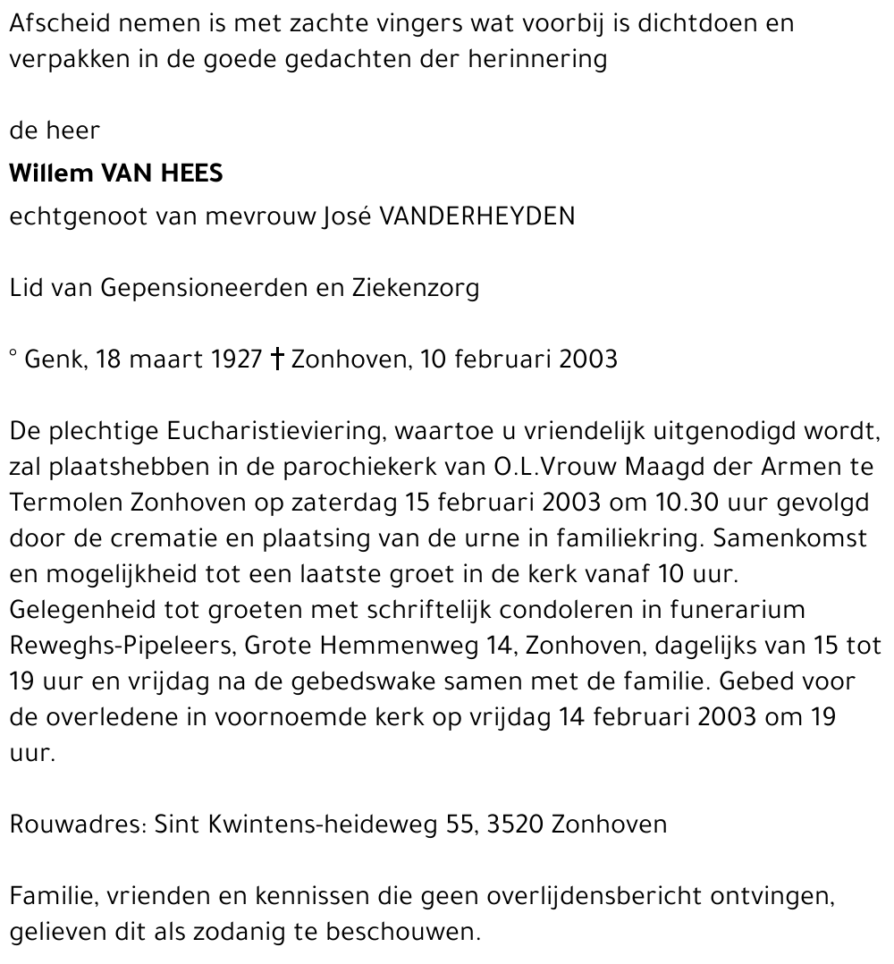 Willem VAN HEES