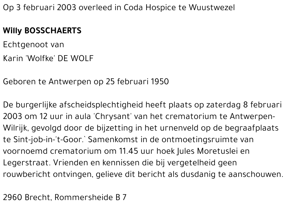 WILLY BOSSCHAERTS