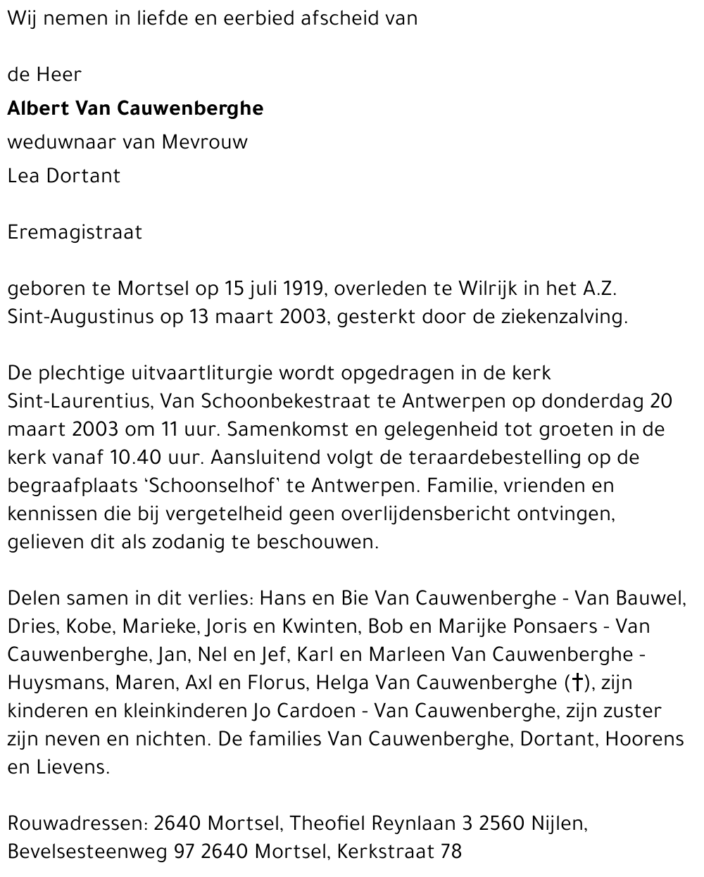 Albert Van Cauwenberghe