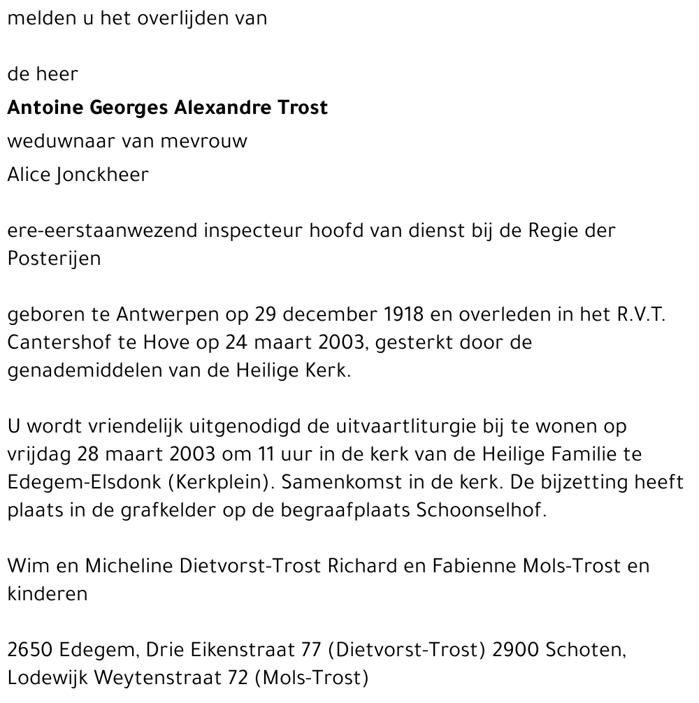 Antoine Georges Alexandre TROST