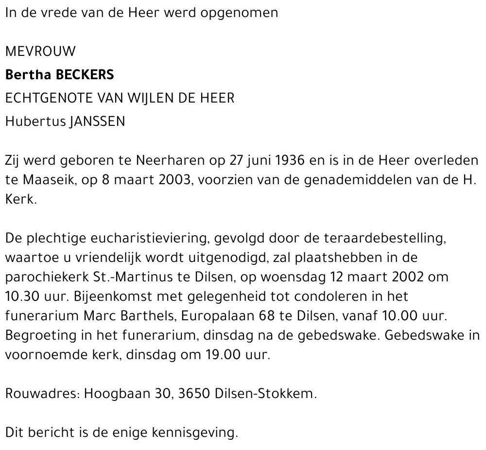 Bertha Beckers