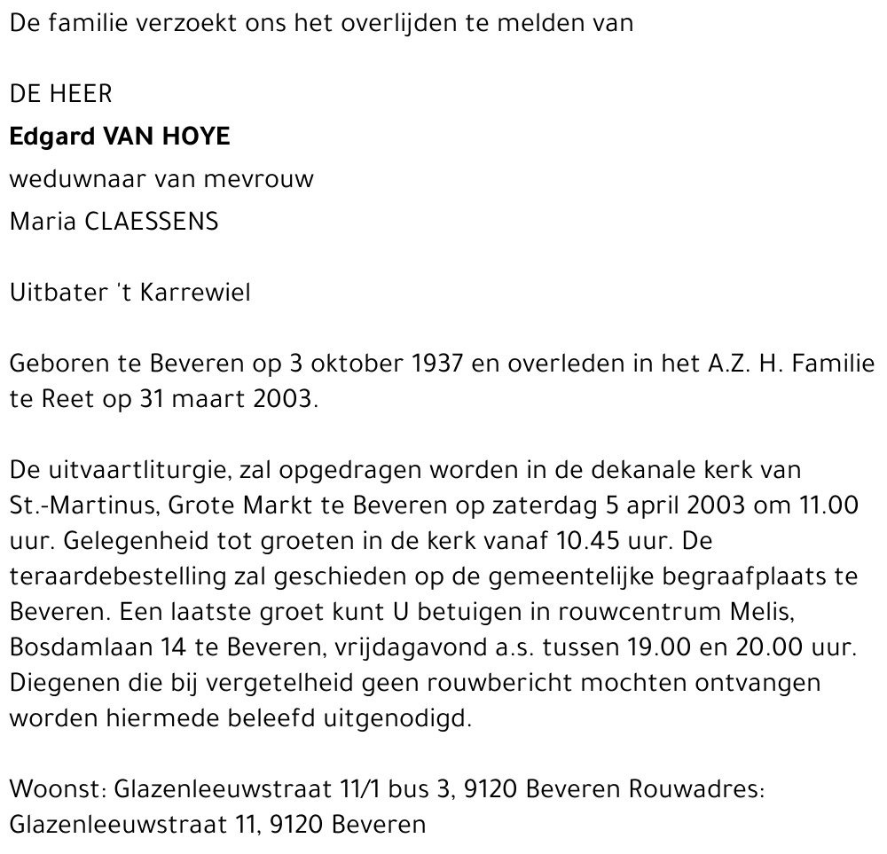 EDGARD VAN HOYE