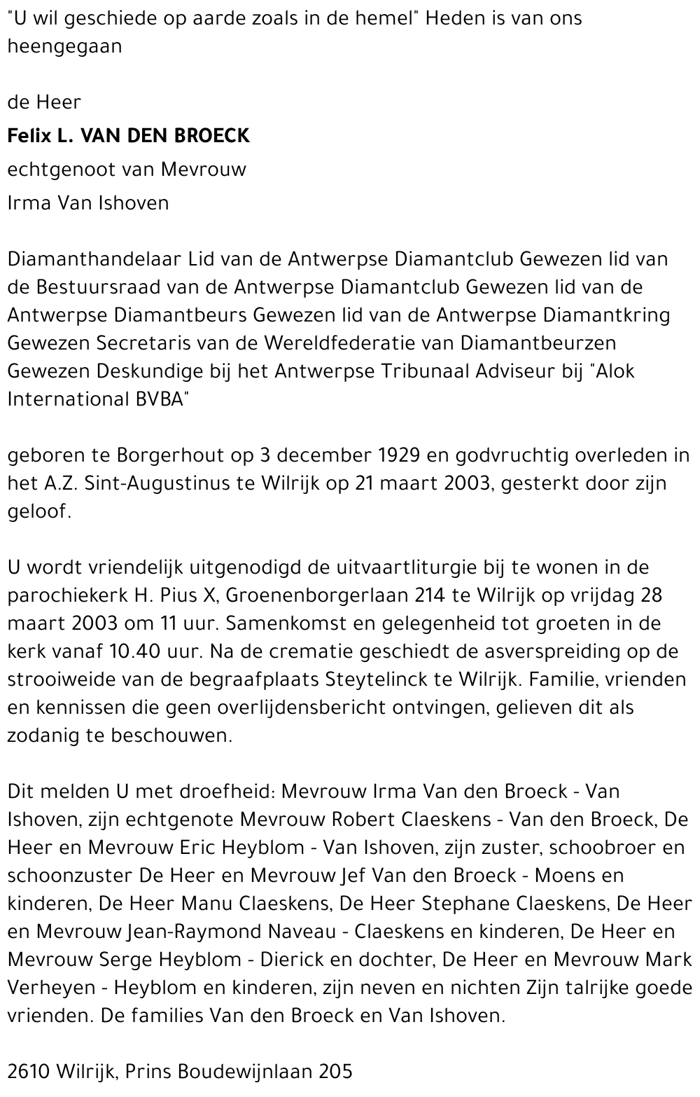 Felix L. Van den Broeck