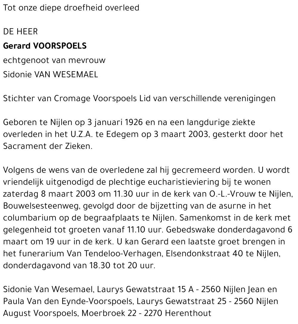 GERARD VOORSPOELS