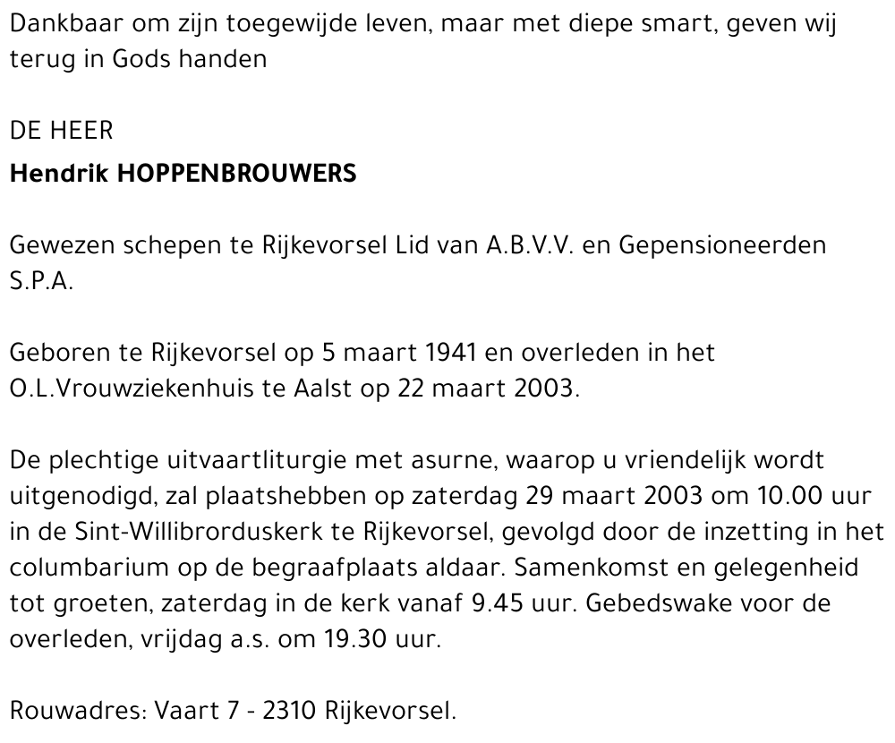 HENDRIK HOPPENBROUWERS