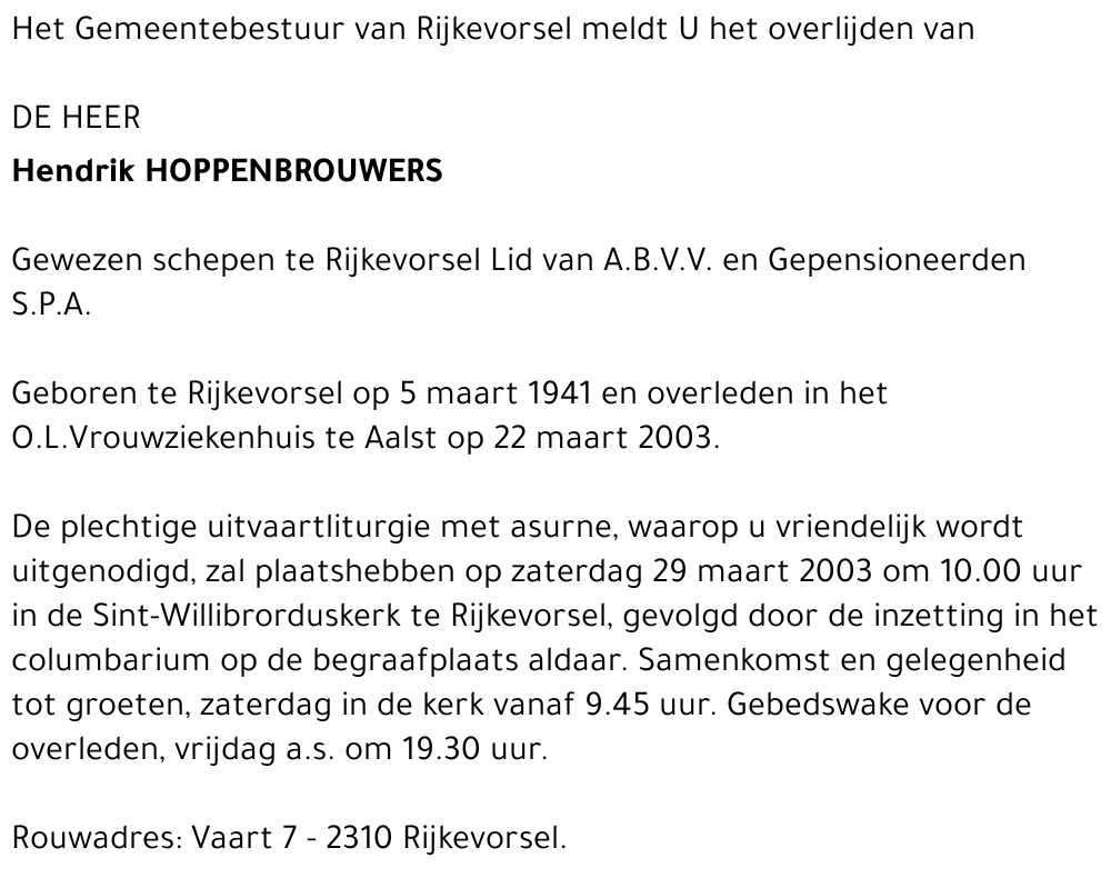 HENDRIK HOPPENBROUWERS