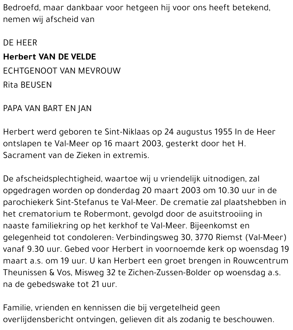 Herbert Van de Velde