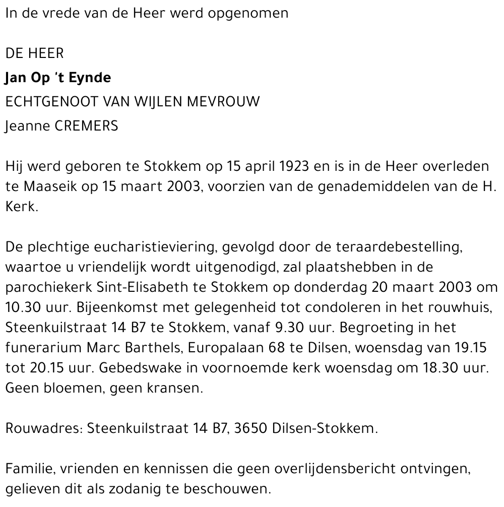 Jan Op 't Eynde