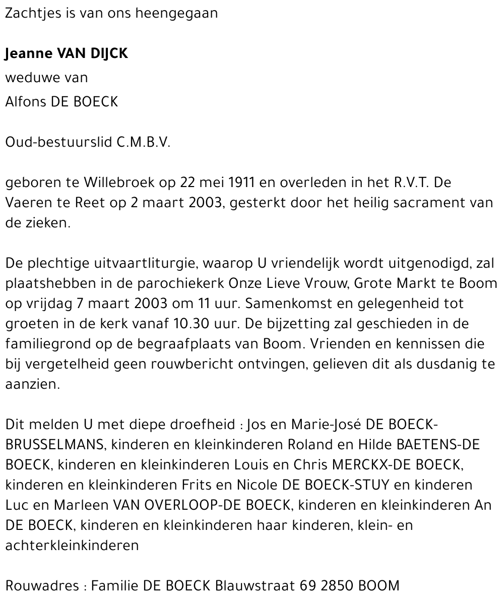 Jeanne VAN DIJCK