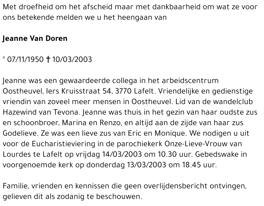 Jeanne Van Doren