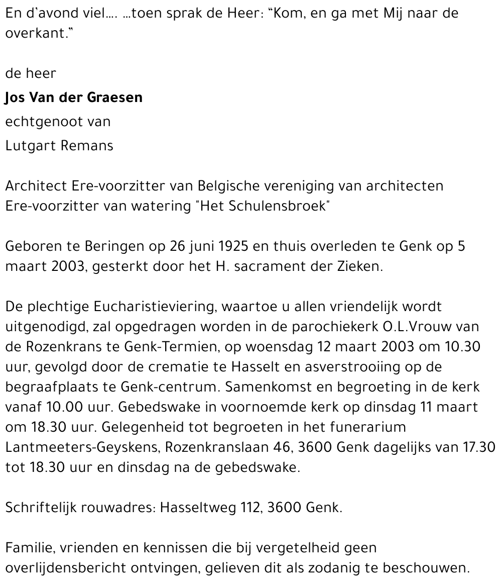 Jos VAN DER GRAESEN