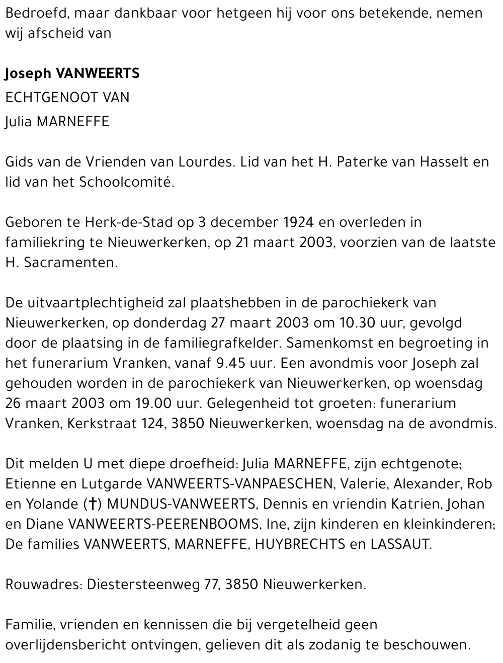 Joseph Vanweerts