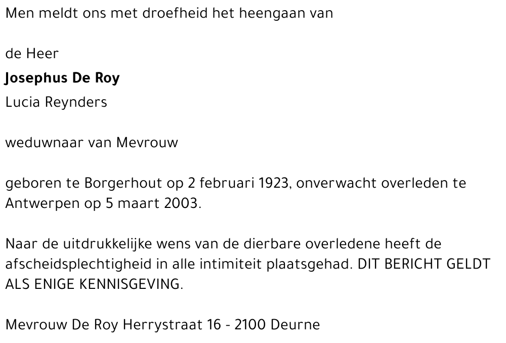 Josephus De Roy