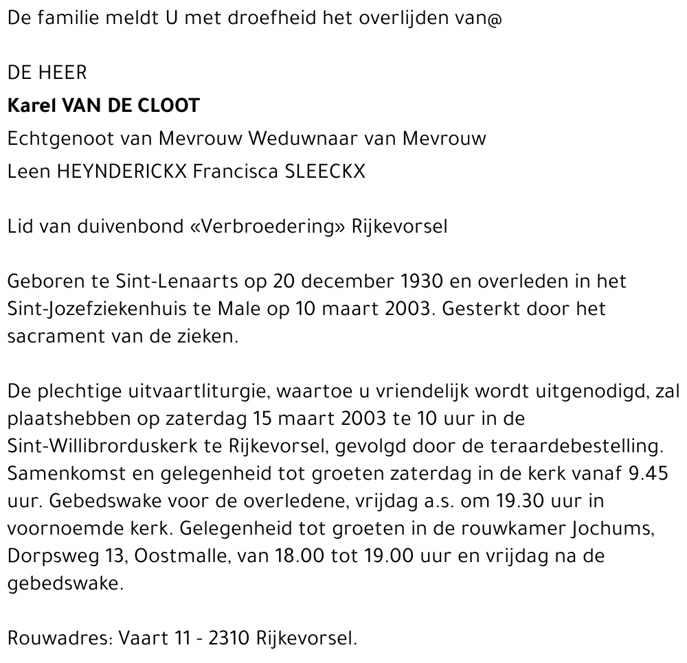 Karel Van De Cloot