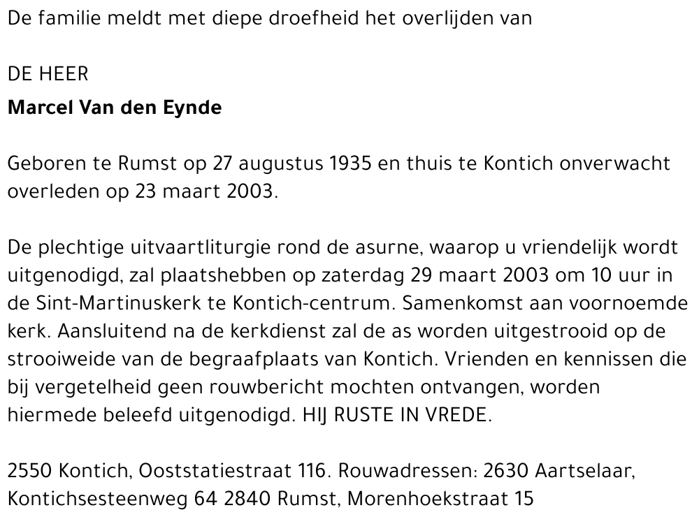 MARCEL VAN DEN EYNDE