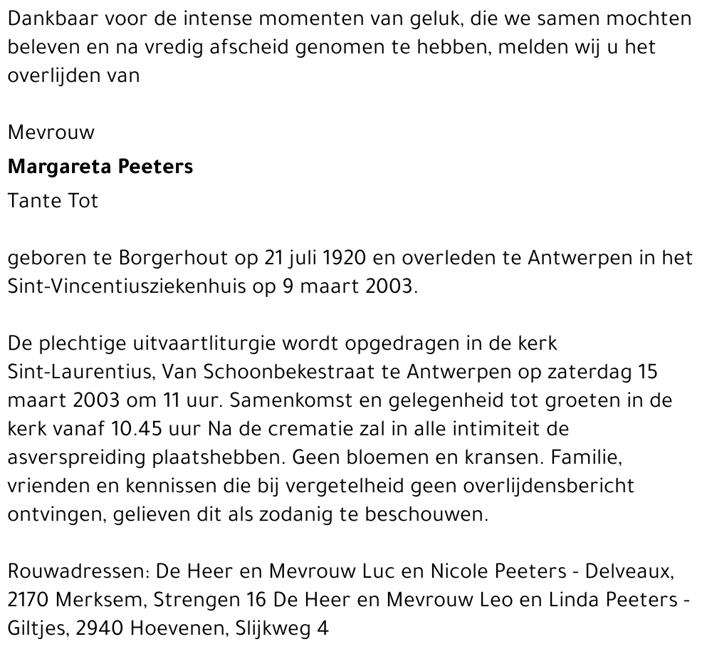 Margareta Peeters