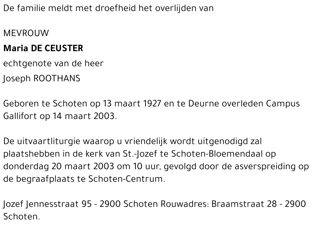 MARIA DE CEUSTER