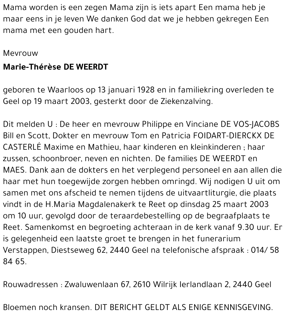 Marie-Thérèse De Weerdt
