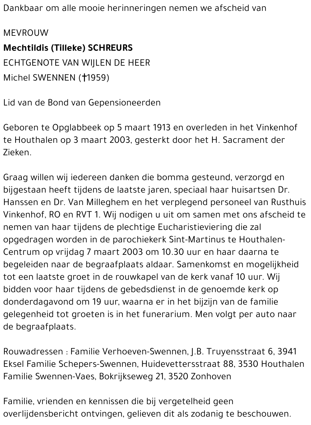 Mechtildis (Tilleke) Schreurs