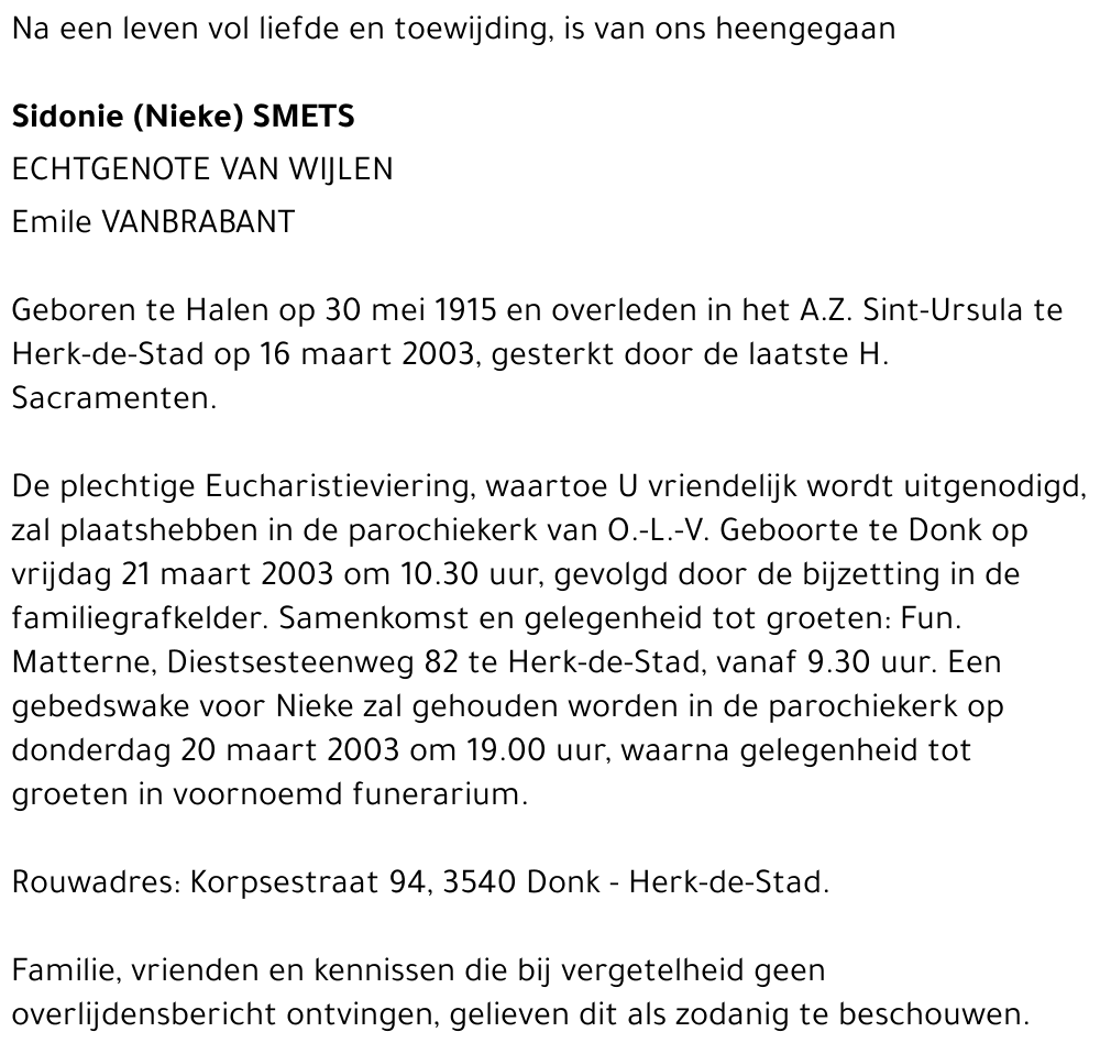 Sidonie (Nieke) Smets