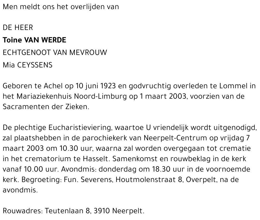 Toine Van Werde