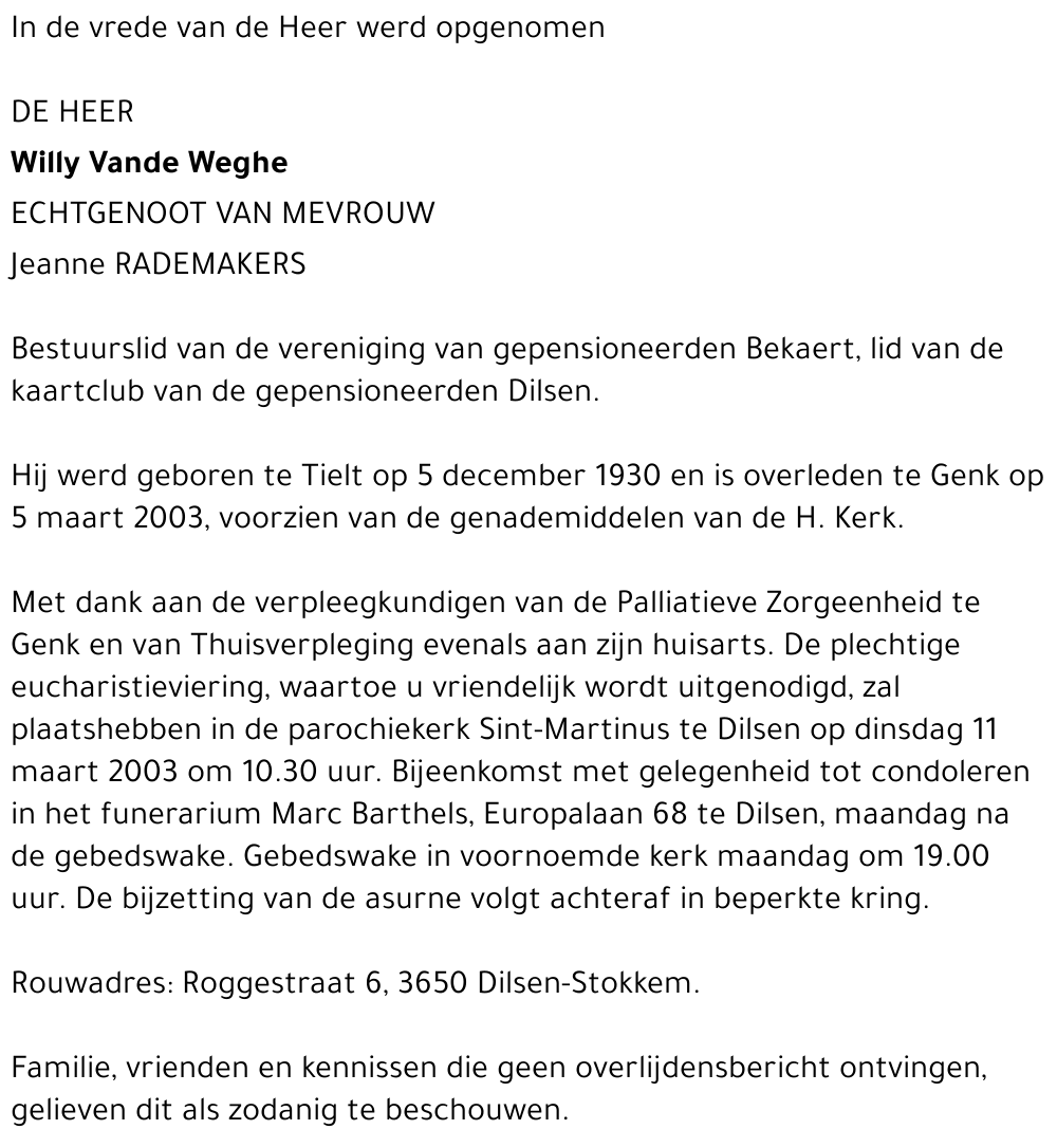 Willy Vande Weghe