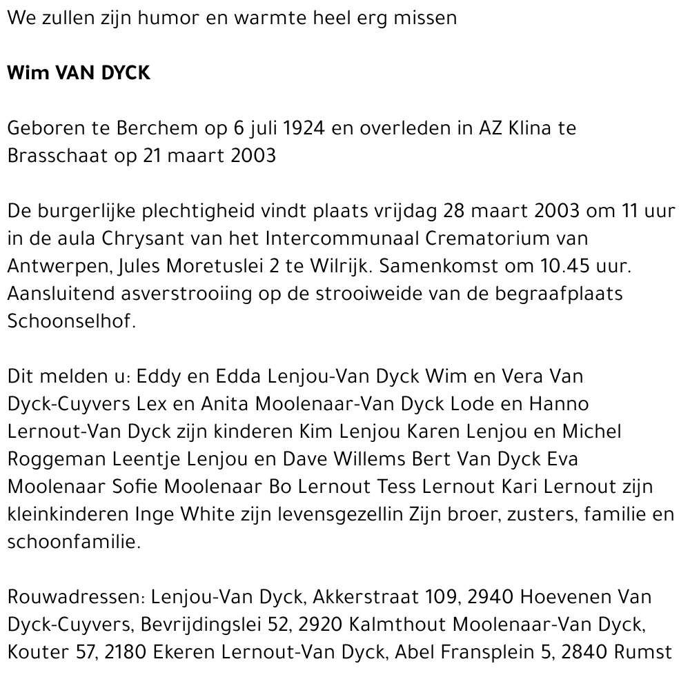Wim VAN DYCK