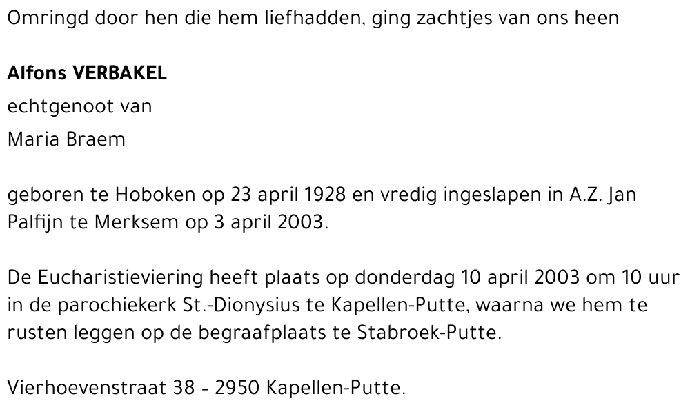 Alfons VERBAKEL