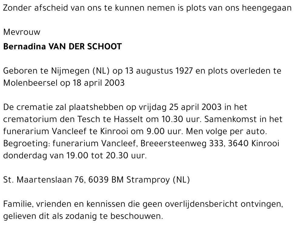 Bernadina Van der schoot