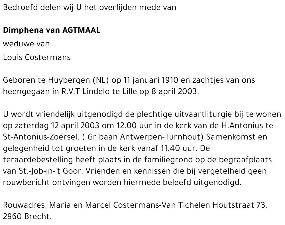 Dimphena van AGTMAAL