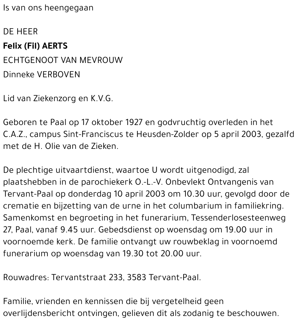Felix (Fil) Aerts