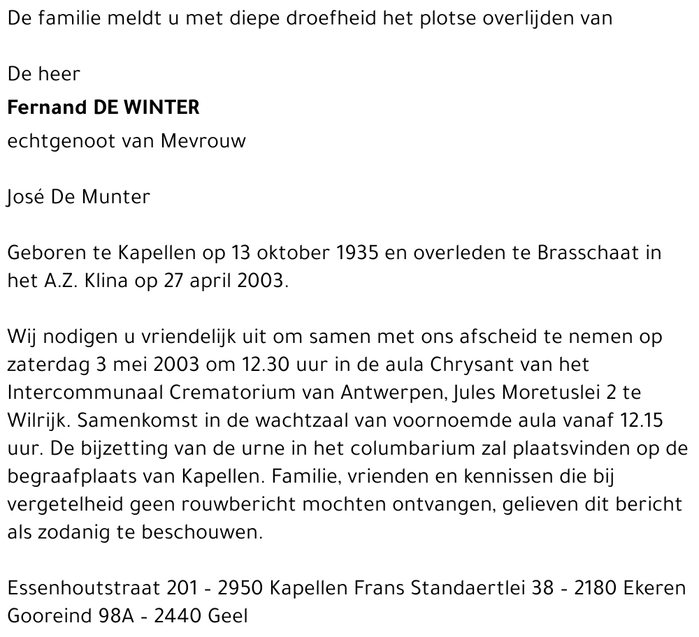 Fernand De Winter