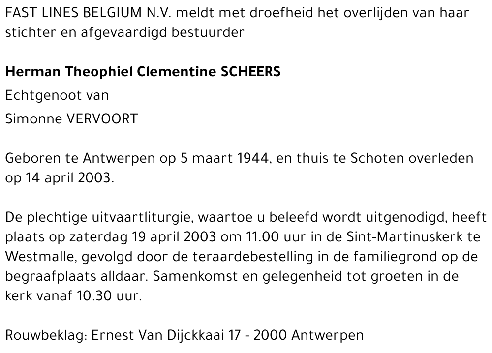 HERMAN THEOPHIEL CLEMENTINE SCHEERS