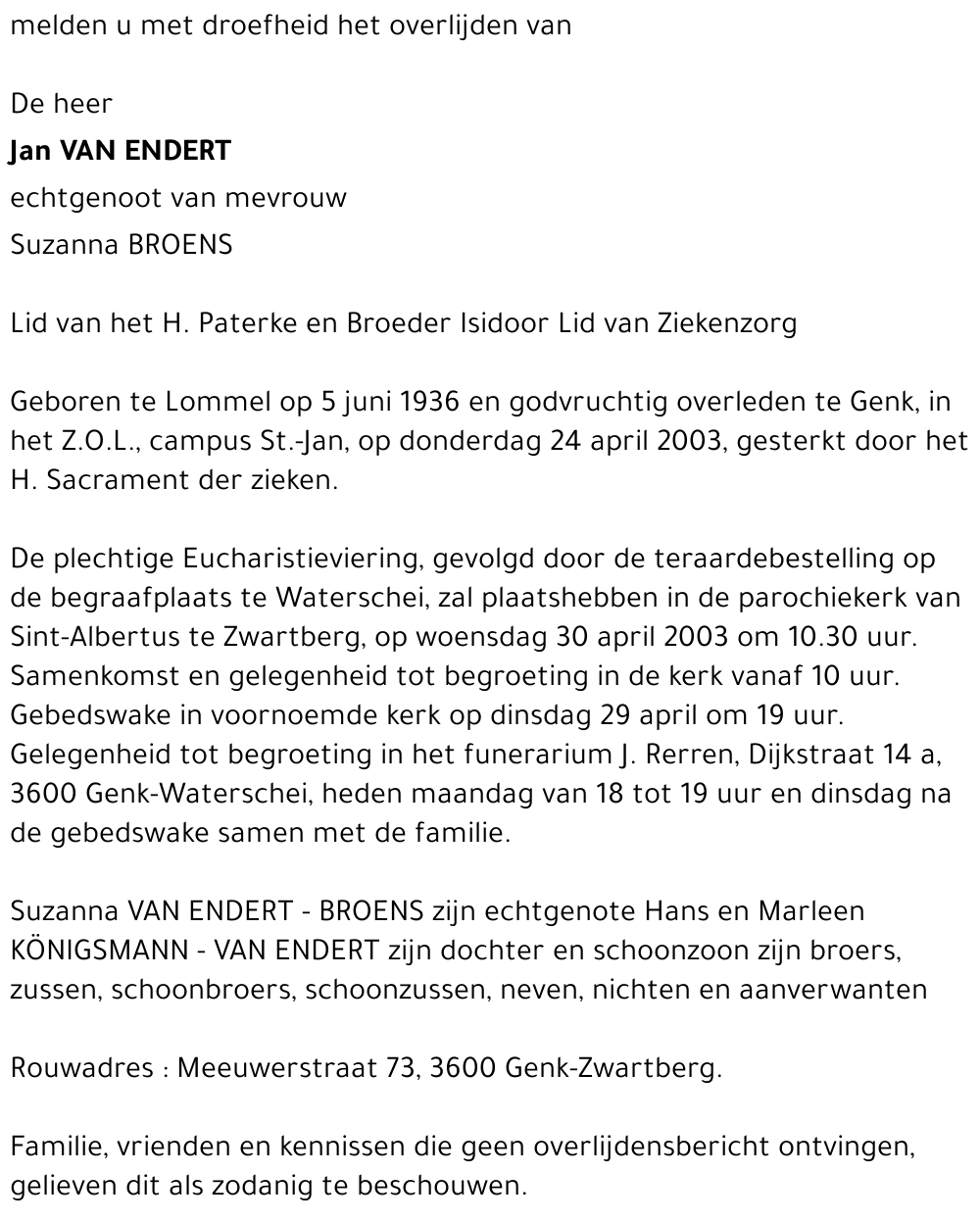 Jan VAN ENDERT