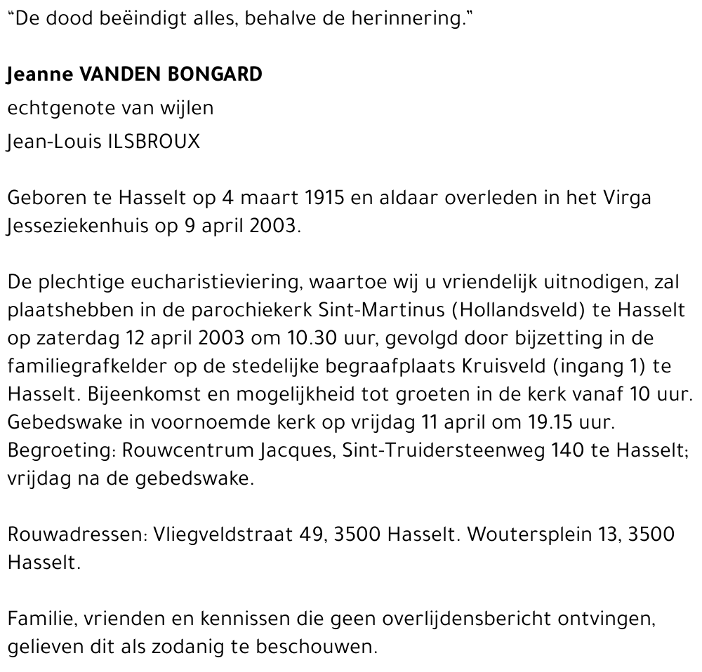 Jeanne Vanden Bongard