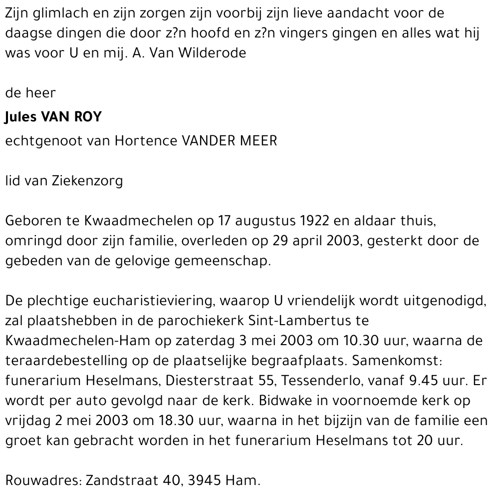 Joannes Julius Van Roy