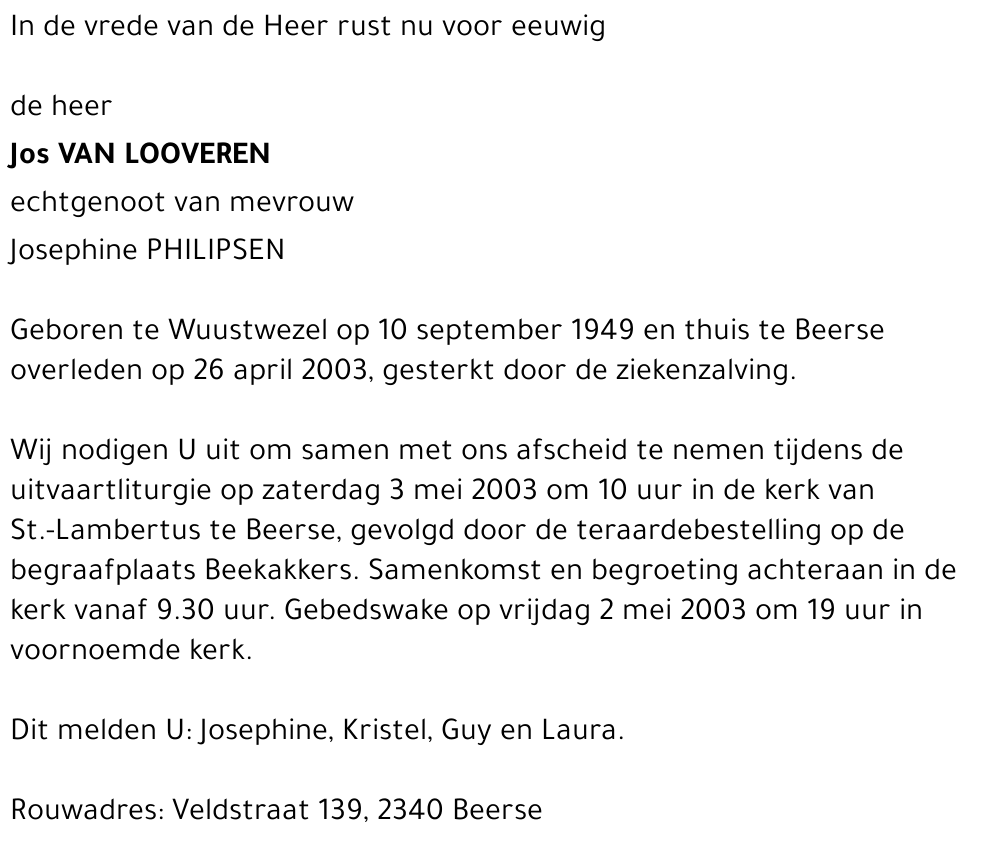 JOS VAN LOOVEREN