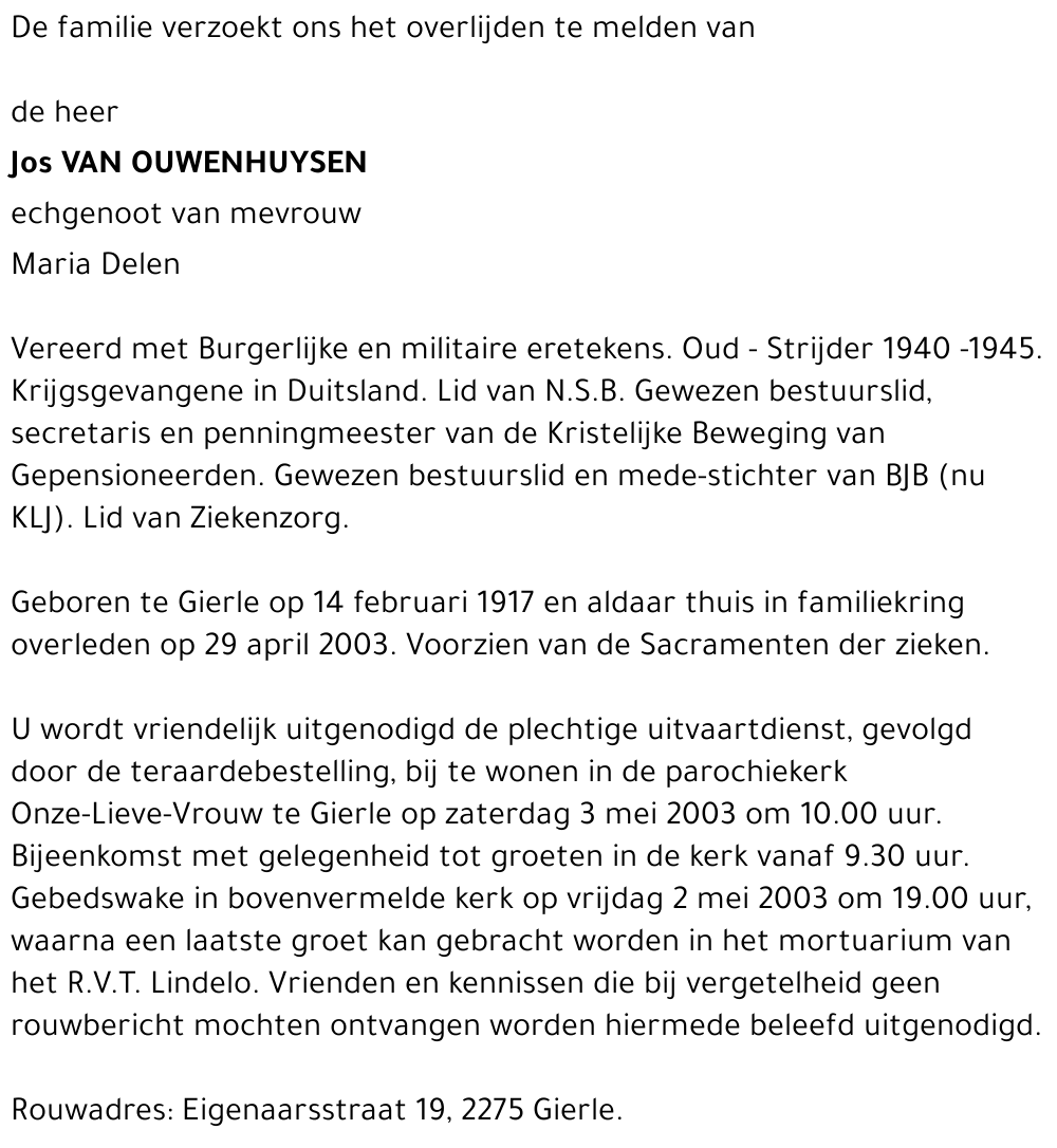 Jos Van Ouwenhuysen
