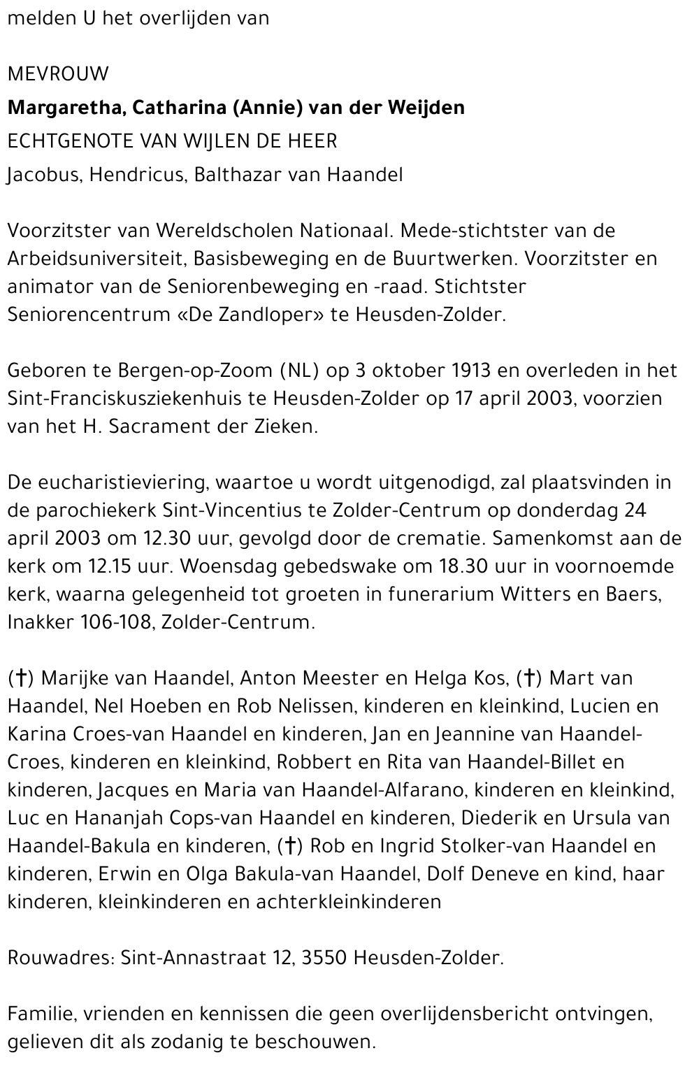 Margaretha Catharina van der Weijden