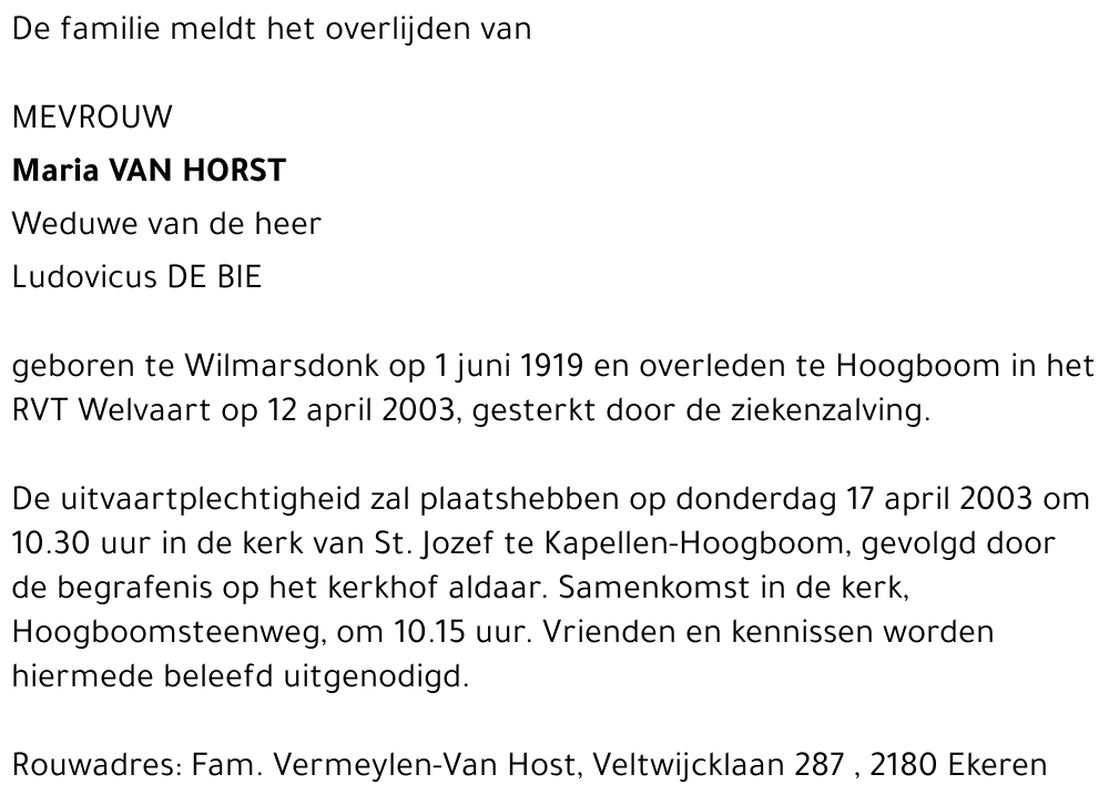 Maria VAN HOST