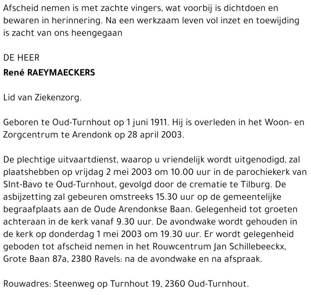 RENÉ RAEYMAECKERS