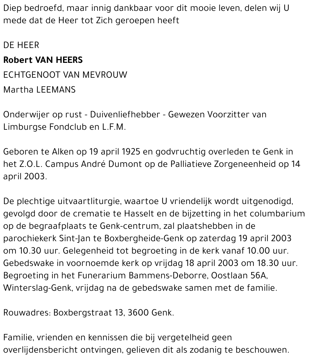 Robert Van Heers