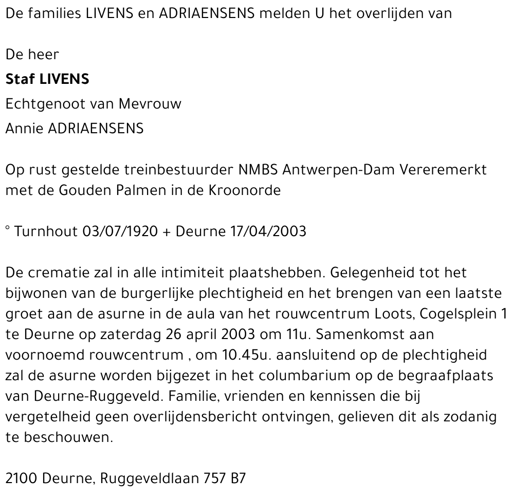Staf LIVENS
