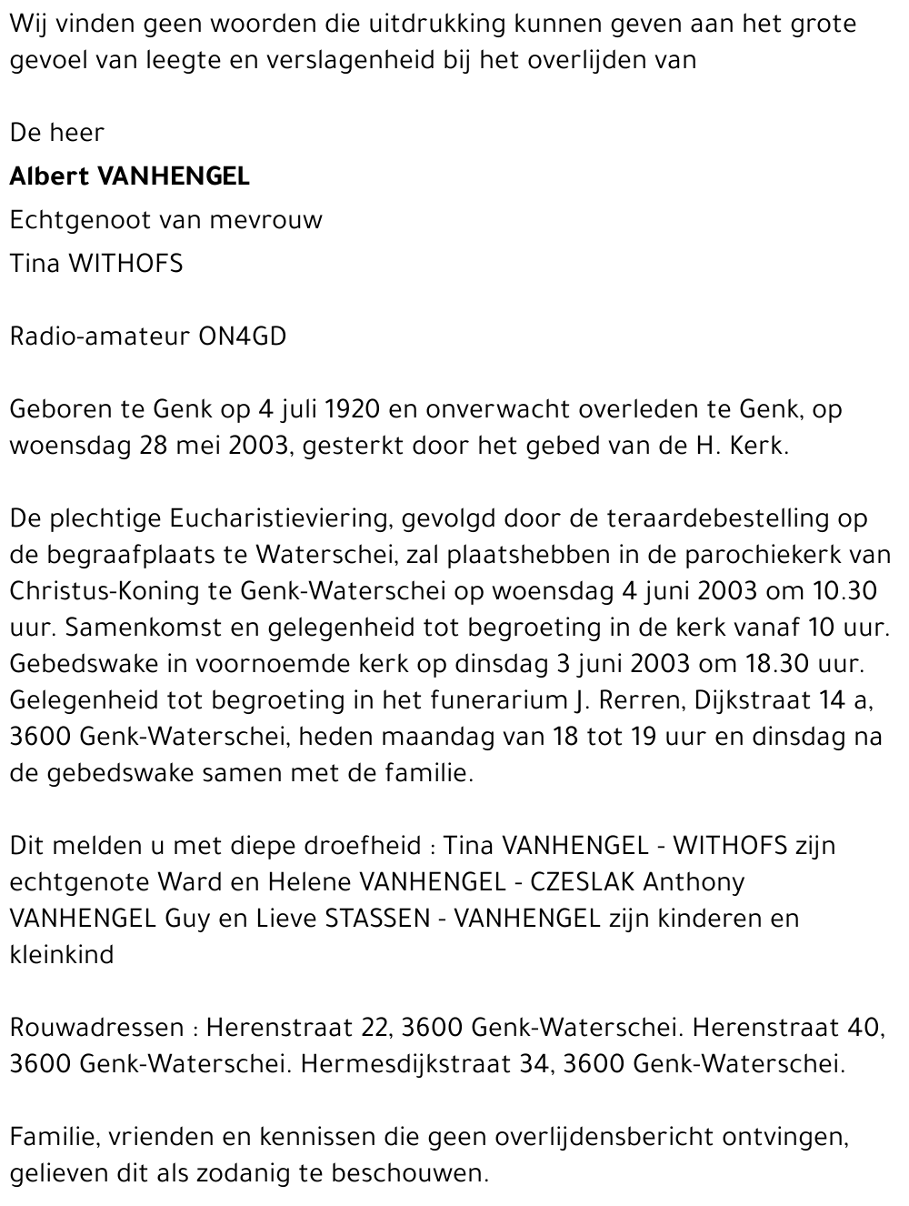 Albert VANHENGEL